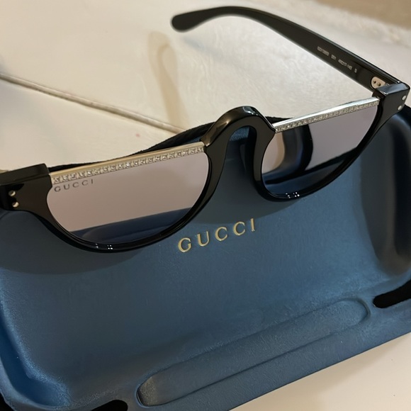 NEW GUCCI GG1368S 001 half SUNGLASSES with rhinestones and case - Picture 15 of 16